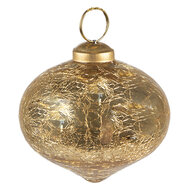 Clayre & Eef | Kerstbal Goudkleurig ø 9x8 cm | 6GL3825