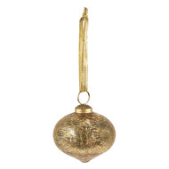 Clayre & Eef | Kerstbal Goudkleurig ø 9x8 cm | 6GL3825