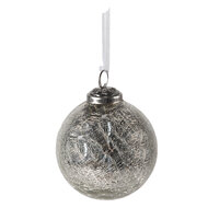 Clayre & Eef | Kerstbal Zilverkleurig ø 9x10 cm | 6GL3847
