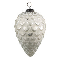 Clayre & Eef | Kerstbal Zilverkleurig, Wit ø 8x13 cm | 6GL3875