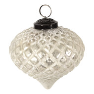 Clayre & Eef | Kerstbal Zilverkleurig ø 10x11 cm | 6GL3898