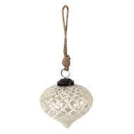 Clayre & Eef | Kerstbal Zilverkleurig ø 10x11 cm | 6GL3898