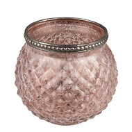 Clayre & Eef | Glazen Theelichthouder Roze ø 10x9 cm | 6GL3978