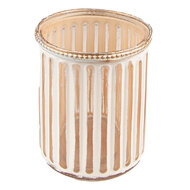 Clayre & Eef | Glazen Theelichthouder Beige ø 10x11 cm | 6GL3998