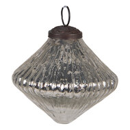 Clayre & Eef | Kerstbal Zilverkleurig ø 9x9 cm | 6GL4006