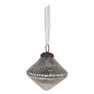 Clayre & Eef | Kerstbal Zilverkleurig ø 9x9 cm | 6GL4006
