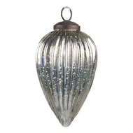Clayre & Eef | Kerstbal Zilverkleurig ø 6x12 cm | 6GL4008
