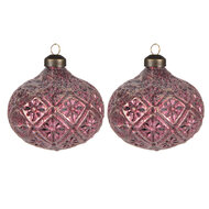 Clayre & Eef | Kerstballen set van 2 Rood ø 10x11 cm | 6GL4120