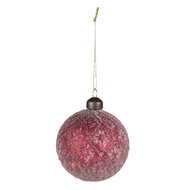 Clayre & Eef | Kerstballen set van 2 Rood ø 8x8 cm | 6GL4129