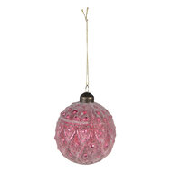 Clayre & Eef | Kerstballen set van 2 Rood ø 8x8 cm | 6GL4129