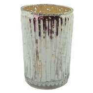 Clayre & Eef | Glazen Theelichthouder Zilverkleurig ø 6x9 cm | 6GL4215ZI