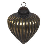 Clayre & Eef | Kerstbal Zwart, Goudkleurig ø 10x9 cm | 6GL4313