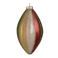 Clayre & Eef | Kerstbal Rood Groen ø 8x15 cm | 6GL4340