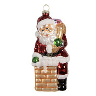 Clayre & Eef | Kersthanger Rood Goudkleurig 6x6x12 cm | 6GL4351