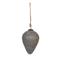 Clayre & Eef | Kerstbal Grijs ø 10x15 cm | 6GL4361S