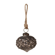 Clayre & Eef | Kerstbal Grijs ø 8x8 cm | 6GL4367S