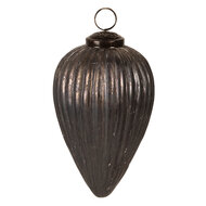 Clayre & Eef | Kerstbal Grijs ø 9x14 cm | 6GL4368S