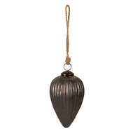 Clayre & Eef | Kerstbal Grijs ø 9x14 cm | 6GL4368S