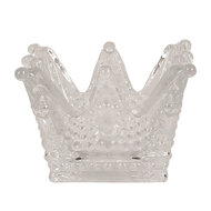 Clayre & Eef | Glazen Theelichthouder Kroon Transparant 8x8x5 cm | 6GL4392