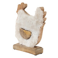 Clayre & Eef | Decoratie Beeld Haan Wit, Bruin 15x5x19 cm | 6H2162M