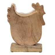 Clayre & Eef | Decoratie Beeld Haan Wit, Bruin 15x5x19 cm | 6H2162M