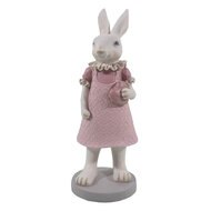 Clayre & Eef | Decoratie Beeld Konijn Wit, Roze 9x8x20 cm | 6PR3150