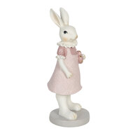 Clayre & Eef | Decoratie Beeld Konijn Wit, Roze 9x8x20 cm | 6PR3150