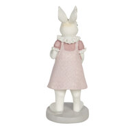 Clayre & Eef | Decoratie Beeld Konijn Wit, Roze 9x8x20 cm | 6PR3150