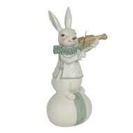 Clayre & Eef | Decoratie Beeld Konijn Wit, Blauw 8x7x17 cm | 6PR3157
