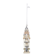 Clayre & Eef | Kerstdecoratie Beeld Notenkraker Zilverkleurig 3x3x10 cm | 6PR3456