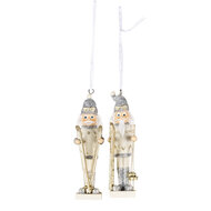 Clayre & Eef | Decoratie Hanger set van 2 Notenkraker Zilverkleurig 3x3x10 cm | 6PR3458