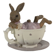 Clayre & Eef | Decoratie Konijn Wit, Roze, Geel 10x8x9 cm | 6PR3535