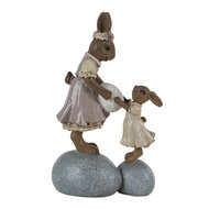 Clayre & Eef | Decoratie Konijn Bruin Roze 10x6x17 cm | 6PR3537