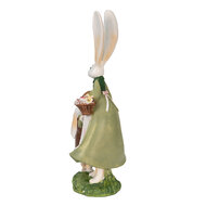 Clayre & Eef | Decoratie Beeld Konijn Groen, Rood 10x7x25 cm | 6PR3567