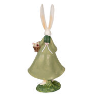 Clayre & Eef | Decoratie Beeld Konijn Groen, Rood 10x7x25 cm | 6PR3567