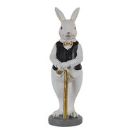 Clayre & Eef | Decoratie Beeld Konijn Zwart, Wit 5x5x15 cm | 6PR3584
