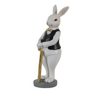 Clayre & Eef | Decoratie Beeld Konijn Zwart, Wit 5x5x15 cm | 6PR3584