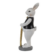 Clayre & Eef | Decoratie Beeld Konijn Zwart, Wit 5x5x15 cm | 6PR3584