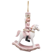 Clayre & Eef | Decoratie Hanger Hobbelpaard Roze 6x3x9 cm | 6PR3671