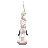 Clayre & Eef | Decoratie Hanger Hobbelpaard Roze 6x3x9 cm | 6PR3671