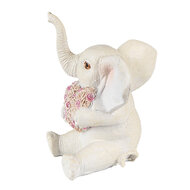 Clayre & Eef | Decoratie Beeld Olifant Wit Roze 8x6x10 cm | 6PR3820