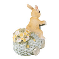Clayre & Eef | Decoratie beeld Konijn Bruin Blauw 11x8x13 cm | 6PR3836