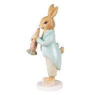 Clayre & Eef | Decoratie beeld Konijn Bruin Turkoois 7x5x15 cm | 6PR3848