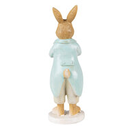 Clayre & Eef | Decoratie beeld Konijn Bruin Turkoois 7x5x15 cm | 6PR3848