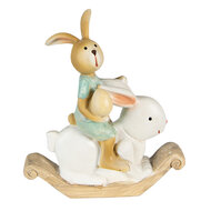 Clayre & Eef | Decoratie beeld Konijn Wit, Groen 10x4x11 cm | 6PR3871