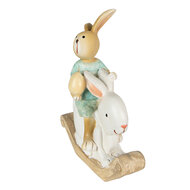 Clayre & Eef | Decoratie beeld Konijn Wit, Groen 10x4x11 cm | 6PR3871