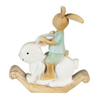 Clayre & Eef | Decoratie beeld Konijn Wit, Groen 10x4x11 cm | 6PR3871