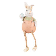 Clayre & Eef | Decoratie Beeld Konijn Roze, Groen 6x6x10/16 cm | 6PR4885