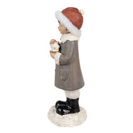 Clayre & Eef | Kerstdecoratie Beeld Kind Grijs, Wit 6x6x14 cm | 6PR4949