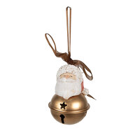 Clayre & Eef | Hanger Kerstman Bel Wit, Goudkleurig ø 5x8 cm | 6PR4968